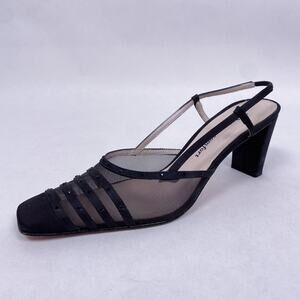 Nina Comfort Mesh Bedazzled Slingbacks Black 9